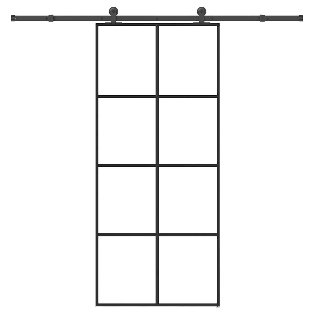vidaXL Συρόμενη Πόρτα με Μηχανισμό 90x205 εκ. Γυαλί ESG & Αλουμίνιο