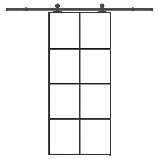 vidaXL Συρόμενη Πόρτα με Μηχανισμό 90x205 εκ. Γυαλί ESG & Αλουμίνιο