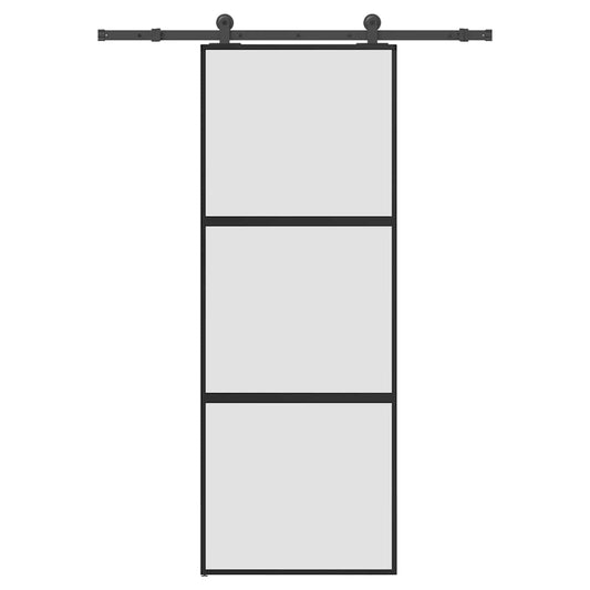 vidaXL Συρόμενη πόρτα με σετ υλικού 76x205 cm από γυαλί&Αλουμίνιο