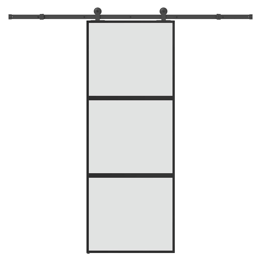 vidaXL Συρόμενη πόρτα με σετ υλικού 76x205 cm από γυαλί&Αλουμίνιο