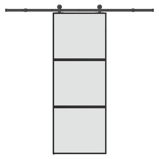 vidaXL Συρόμενη πόρτα με σετ υλικού 76x205 cm από γυαλί&Αλουμίνιο