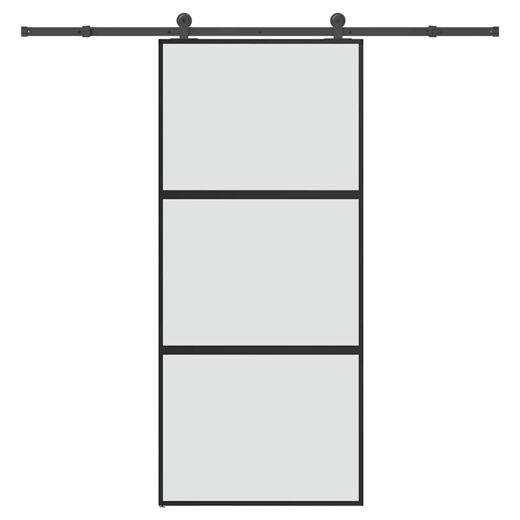 vidaXL Συρόμενη πόρτα με σετ υλικού 90x205 cm από γυαλί&Αλουμίνιο