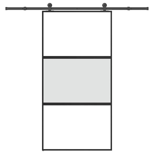 vidaXL Συρόμενη πόρτα με σετ υλικού 102,5x205 cm από γυαλί&Αλουμίνιο