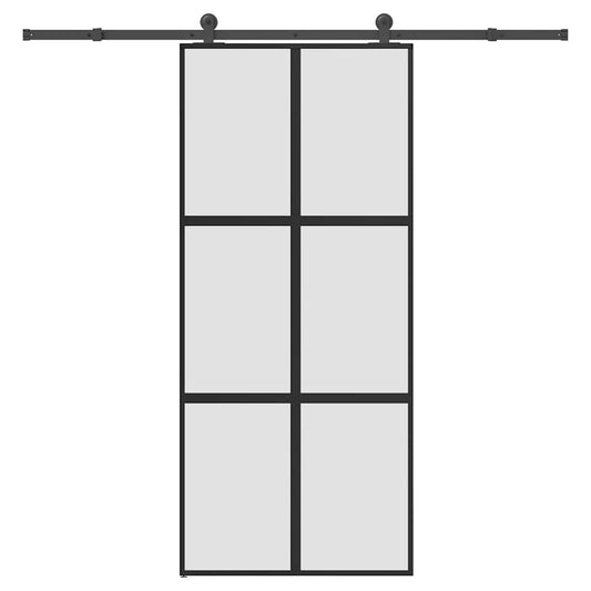 vidaXL Συρόμενη πόρτα με σετ υλικού 90x205 cm από γυαλί&Αλουμίνιο