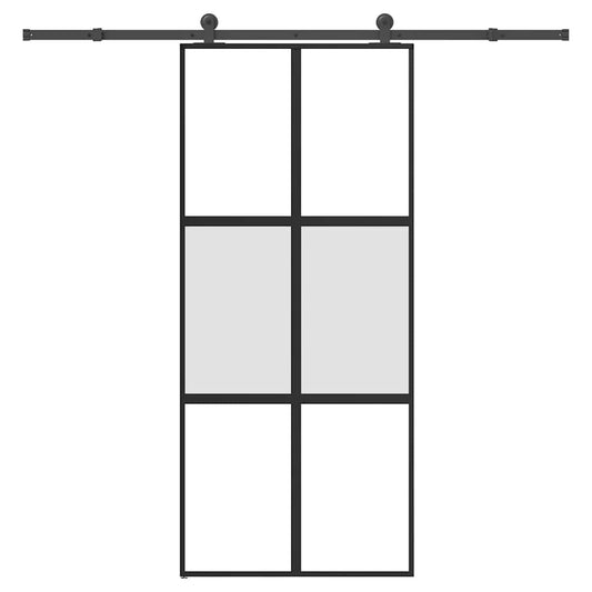 vidaXL Συρόμενη πόρτα με σετ υλικού 90x205 cm από γυαλί&Αλουμίνιο