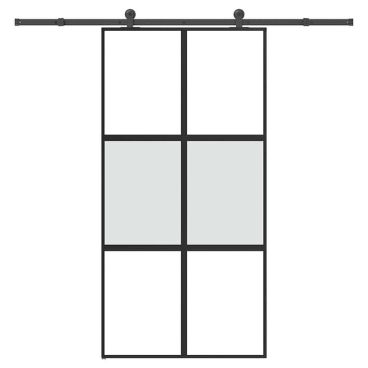 vidaXL Συρόμενη πόρτα με σετ υλικού 102,5x205 cm από γυαλί&Αλουμίνιο