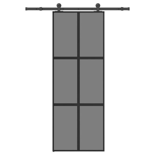 vidaXL Συρόμενη πόρτα με σετ υλικού 76x205 cm από γυαλί&Αλουμίνιο