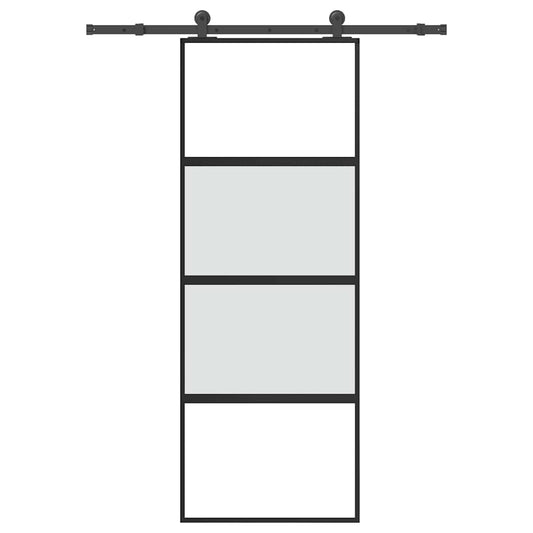 vidaXL Συρόμενη πόρτα με σετ υλικού 76x205 cm από γυαλί&Αλουμίνιο