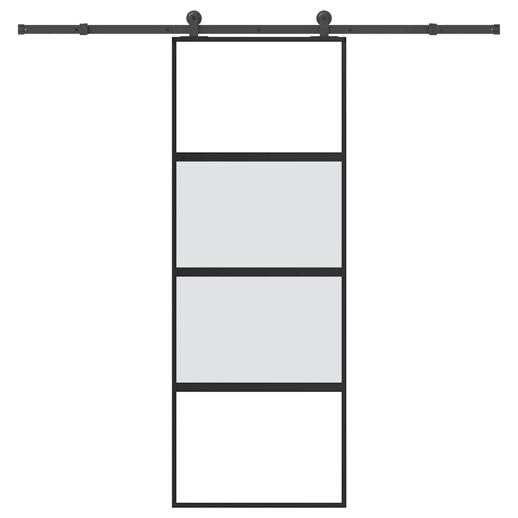 vidaXL Συρόμενη πόρτα με σετ υλικού 76x205 cm από γυαλί&Αλουμίνιο