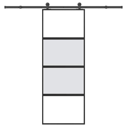 vidaXL Συρόμενη πόρτα με σετ υλικού 76x205 cm από γυαλί&Αλουμίνιο