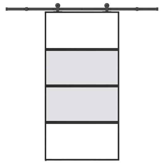 vidaXL Συρόμενη πόρτα με σετ υλικού 102,5x205 cm από γυαλί&Αλουμίνιο