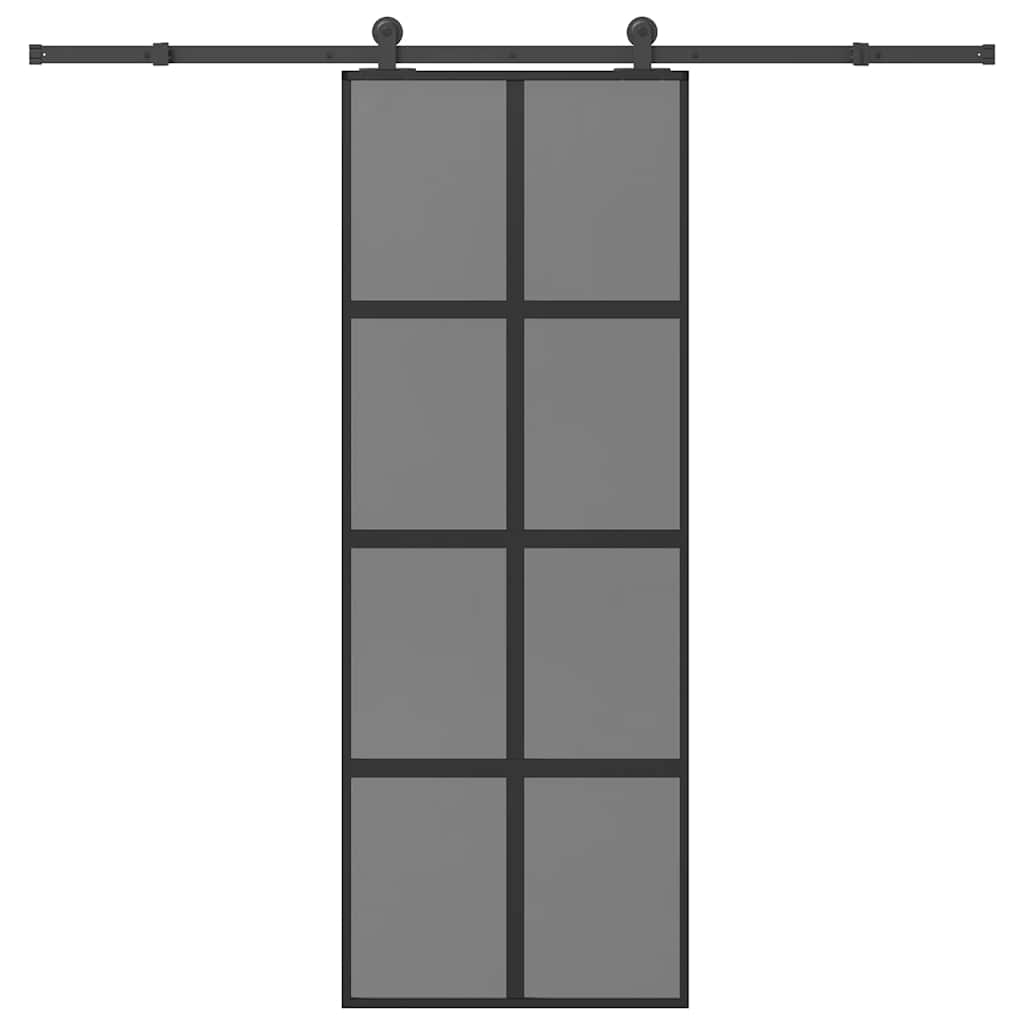 vidaXL Συρόμενη πόρτα με σετ υλικού 76x205 cm από γυαλί&Αλουμίνιο