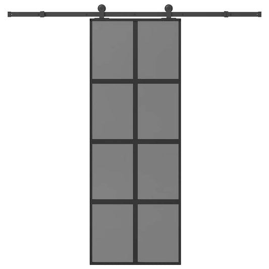 vidaXL Συρόμενη πόρτα με σετ υλικού 76x205 cm από γυαλί&Αλουμίνιο