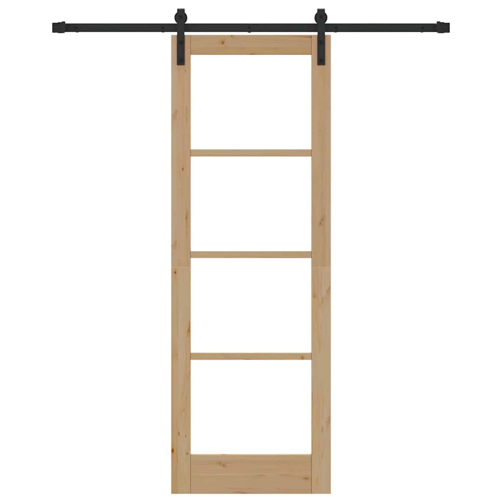 vidaXL Συρόμενη Πόρτα με Σετ Εξαρτημάτων 'ORKDAL' Μασίφ Ξύλο & Γυαλί