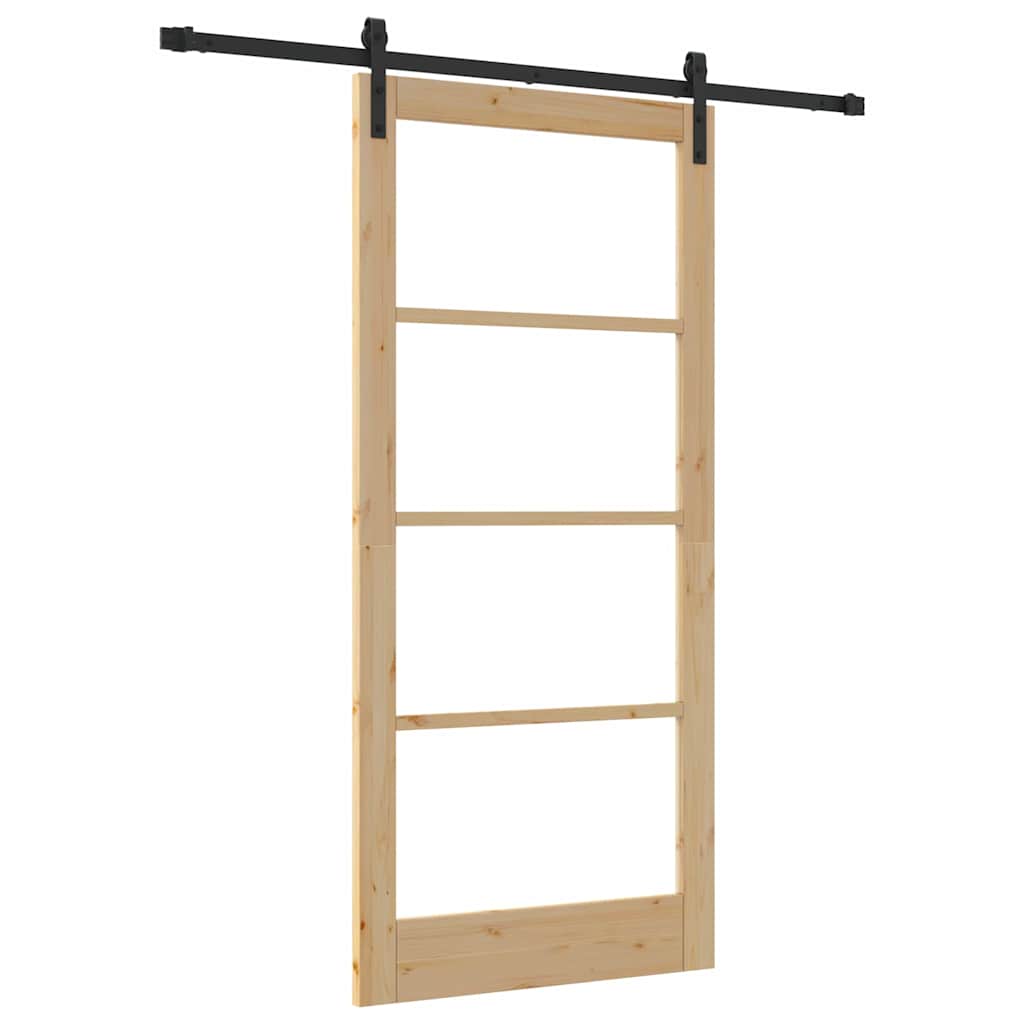 vidaXL Συρόμενη Πόρτα ORKDAL Φυσικό και Μαύρο 93 x 202 cm