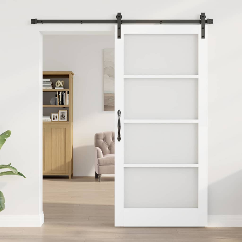 vidaXL Συρόμενη Πόρτα ORKDAL Λευκό και Μαύρο 93 x 202 cm