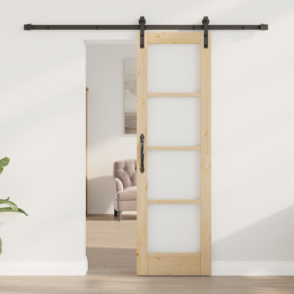 vidaXL Συρόμενη Πόρτα ORKDAL Φυσικό και Μαύρο 61 x 198,5 εκ.