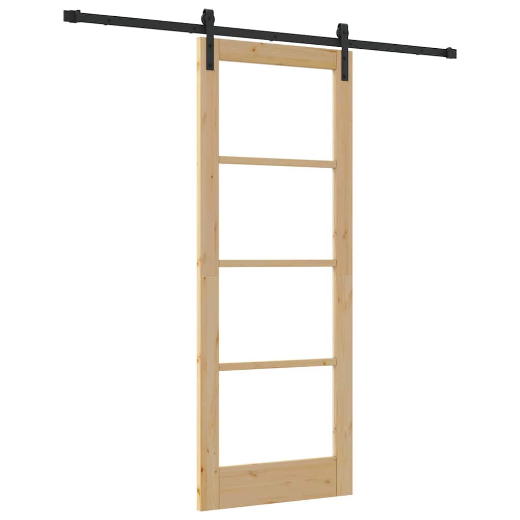 vidaXL Συρόμενη Πόρτα με Σετ Εξαρτημάτων 'ORKDAL' Μασίφ Ξύλου & Γυαλιού