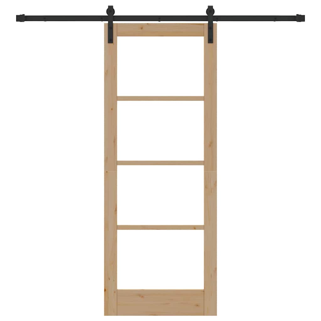 vidaXL Συρόμενη Πόρτα με Σετ Εξαρτημάτων 'ORKDAL' Μασίφ Ξύλου & Γυαλιού