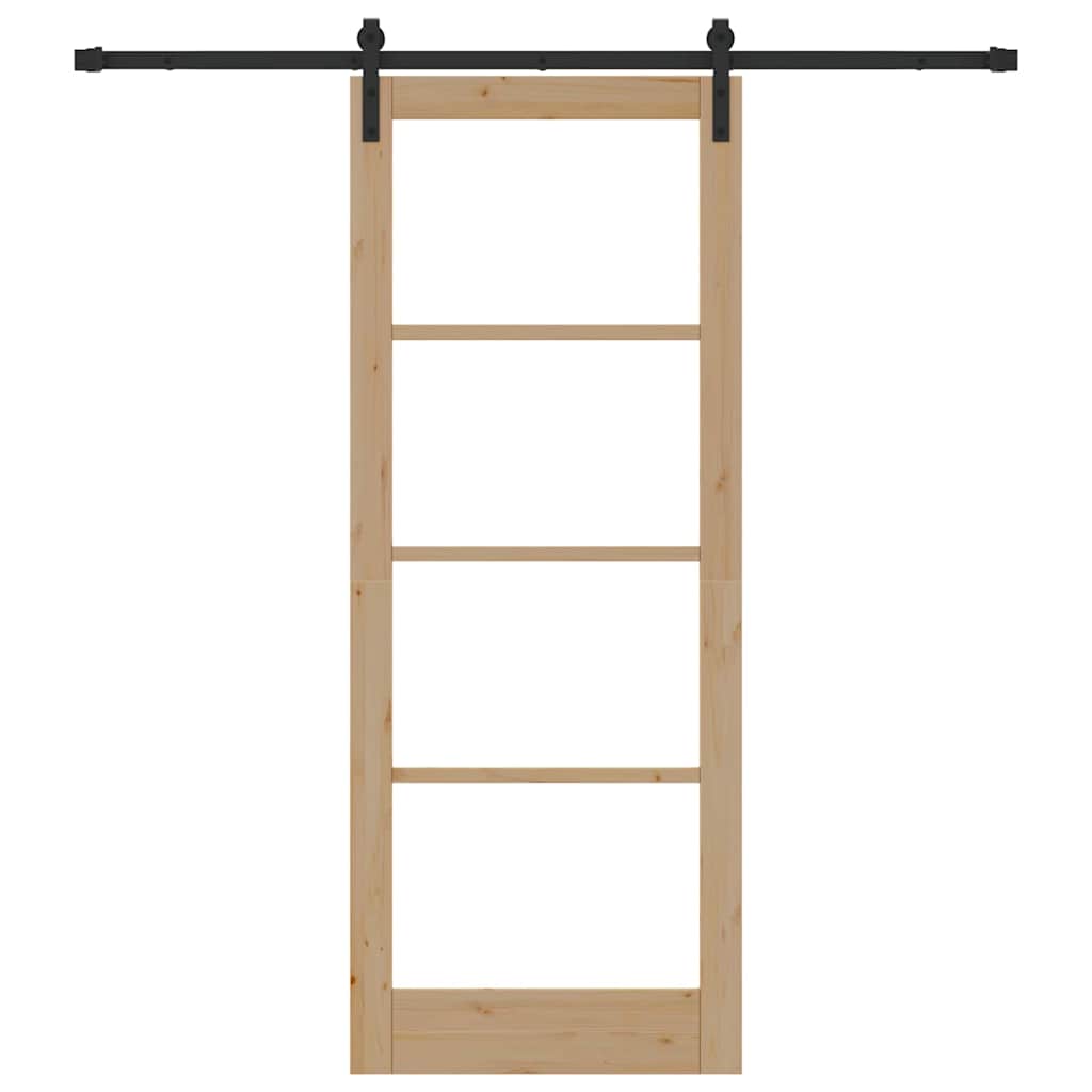 vidaXL Συρόμενη Πόρτα με Σετ Εξαρτημάτων 'ORKDAL' Μασίφ Ξύλο & Γυαλί