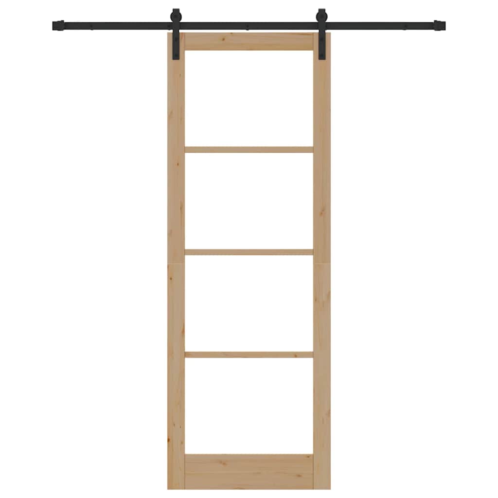 vidaXL Συρόμενη Πόρτα με Εξαρτήματα 'ORKDAL' Στερεό Ξύλο & Γυαλί