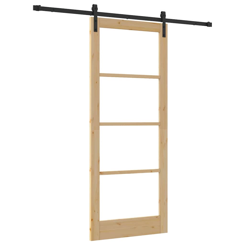 vidaXL Συρόμενη Πόρτα με Σετ Εξαρτημάτων "ORKDAL" Συμπαγές Ξύλο & Γυαλί