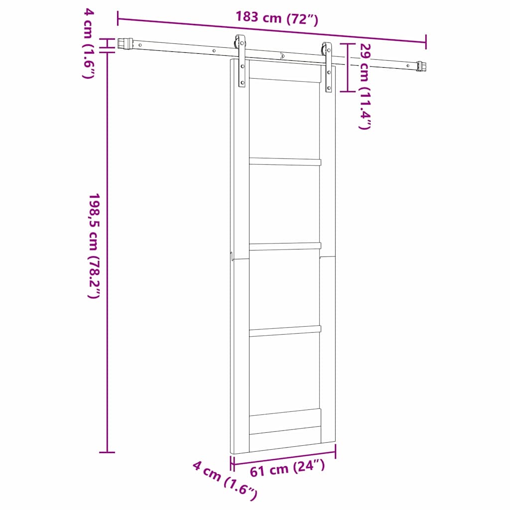 vidaXL Συρόμενη Πόρτα ORKDAL Λευκό 61 x 198,5 εκ.