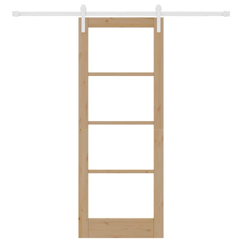 vidaXL Συρτή Πόρτα με Σετ Υλικού 'ORKDAL' Στερεό Ξύλο & Γυαλί