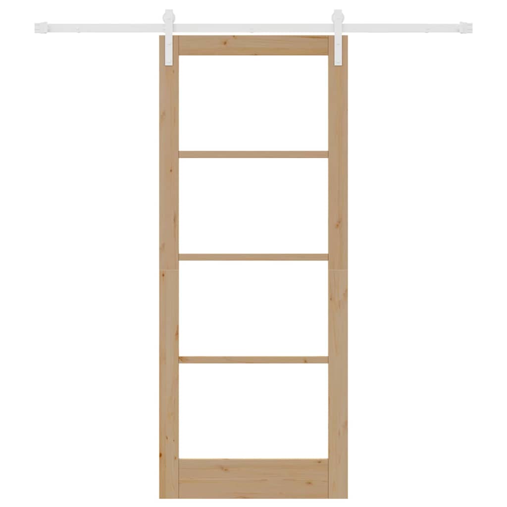 vidaXL Συρόμενη Πόρτα με Σετ Υλικών 'ORKDAL' Μασίφ Ξύλο & Γυαλί