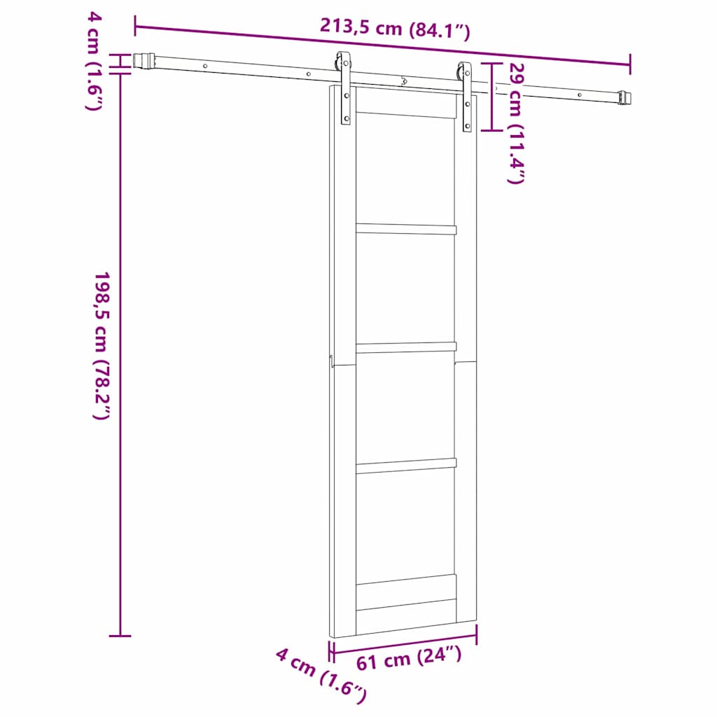 vidaXL Συρόμενη Πόρτα ORKDAL Λευκό 61 x 198,5 εκ.