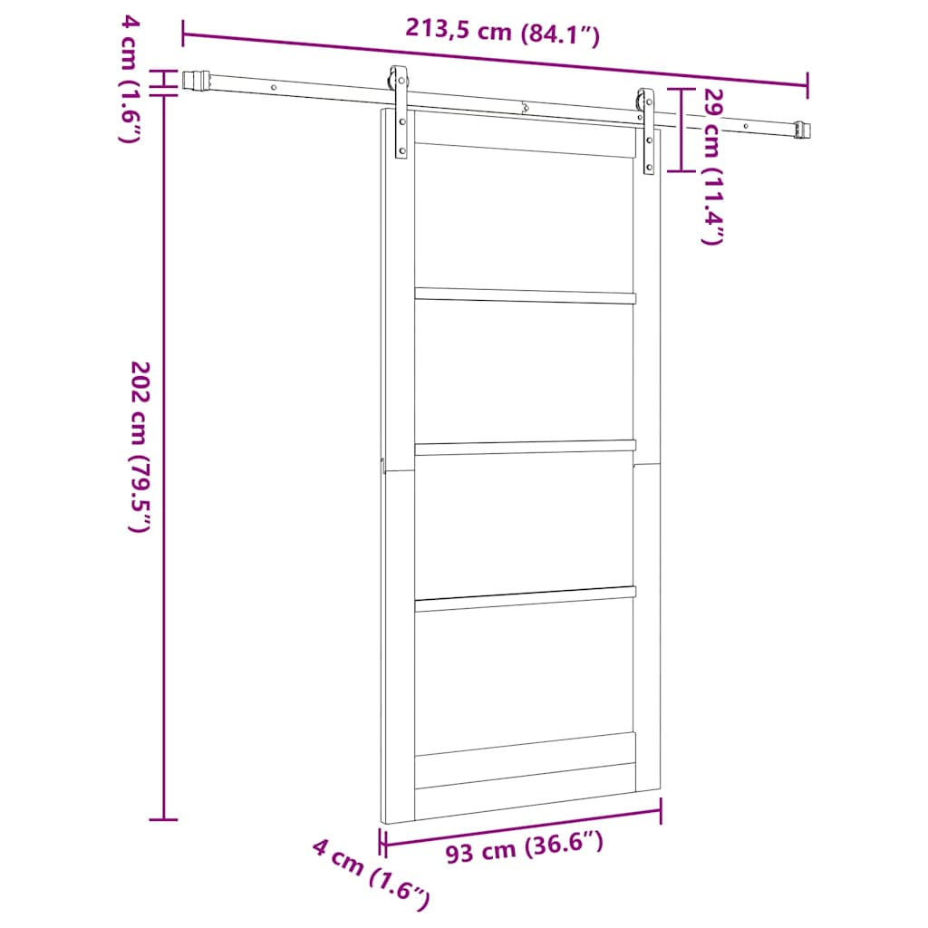 vidaXL Συρόμενη Πόρτα ORKDAL Λευκό 93 x 202 cm