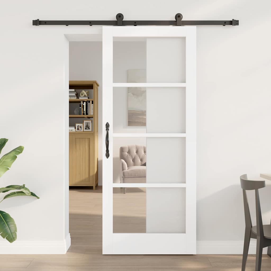 vidaXL Συρόμενη Πόρτα ORKDAL 83 x 202 εκ. Μασίφ ξύλο πεύκου και γυαλί