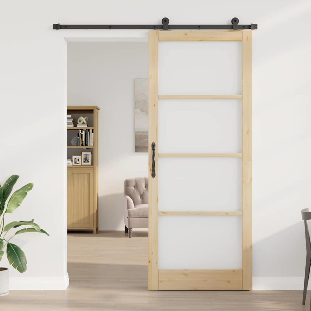 vidaXL Συρόμενη Πόρτα ORKDAL 93 x 232 εκ. Μασίφ ξύλο πεύκου και γυαλί