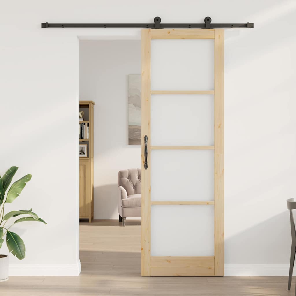 vidaXL Συρόμενη Πόρτα ORKDAL Καφέ 78 x 232 cm Ξύλο και μέταλλο