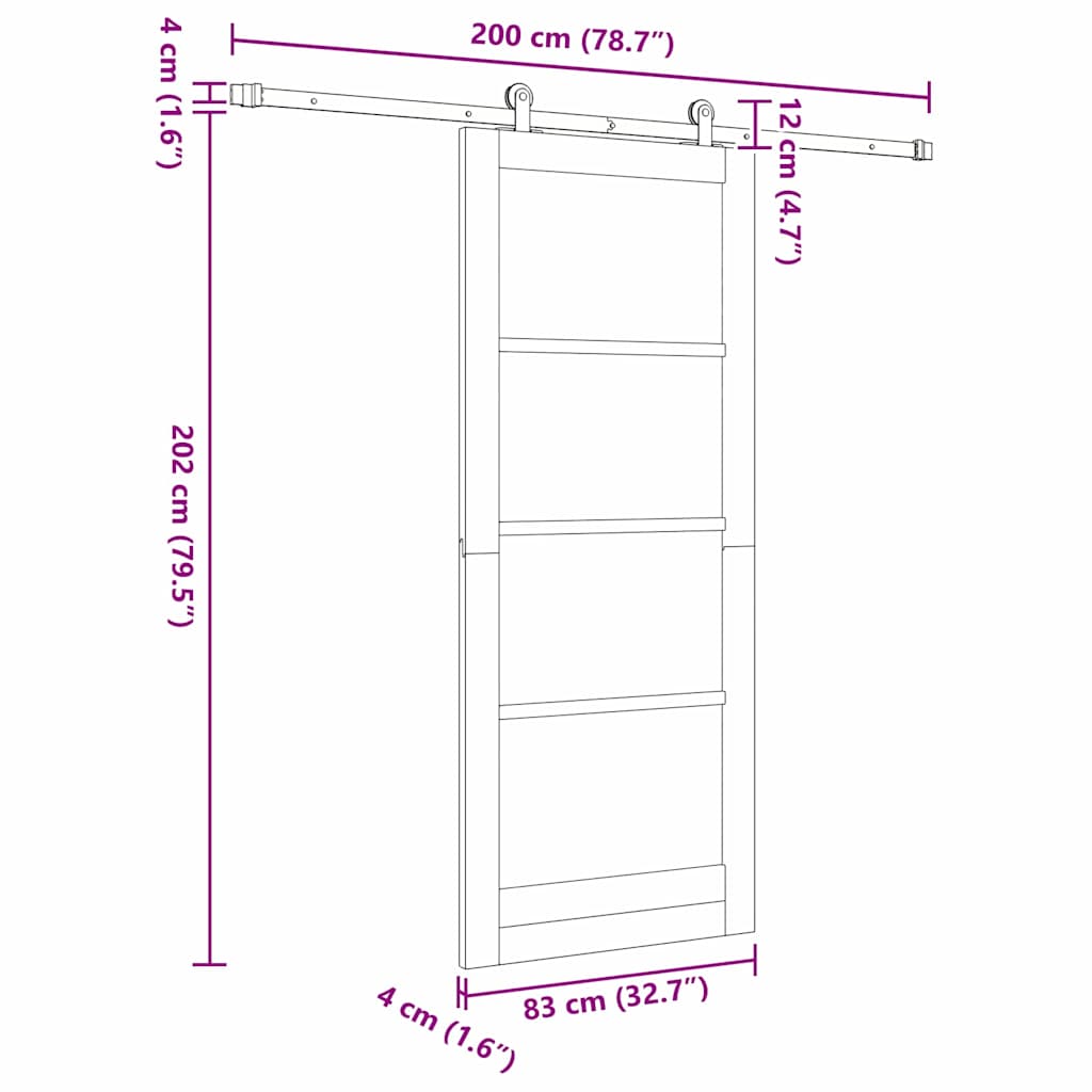 vidaXL Συρόμενη Πόρτα ORKDAL 83 x 202 εκ. Μασίφ ξύλο πεύκου και γυαλί