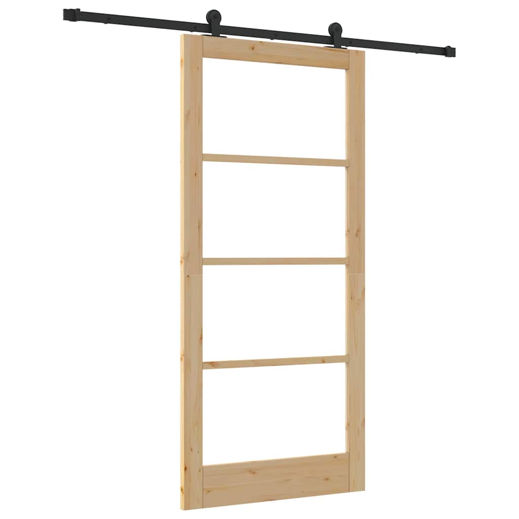 vidaXL Συρόμενη Πόρτα ORKDAL 93 x 202 cm Μασίφ ξύλο πεύκου και γυαλί