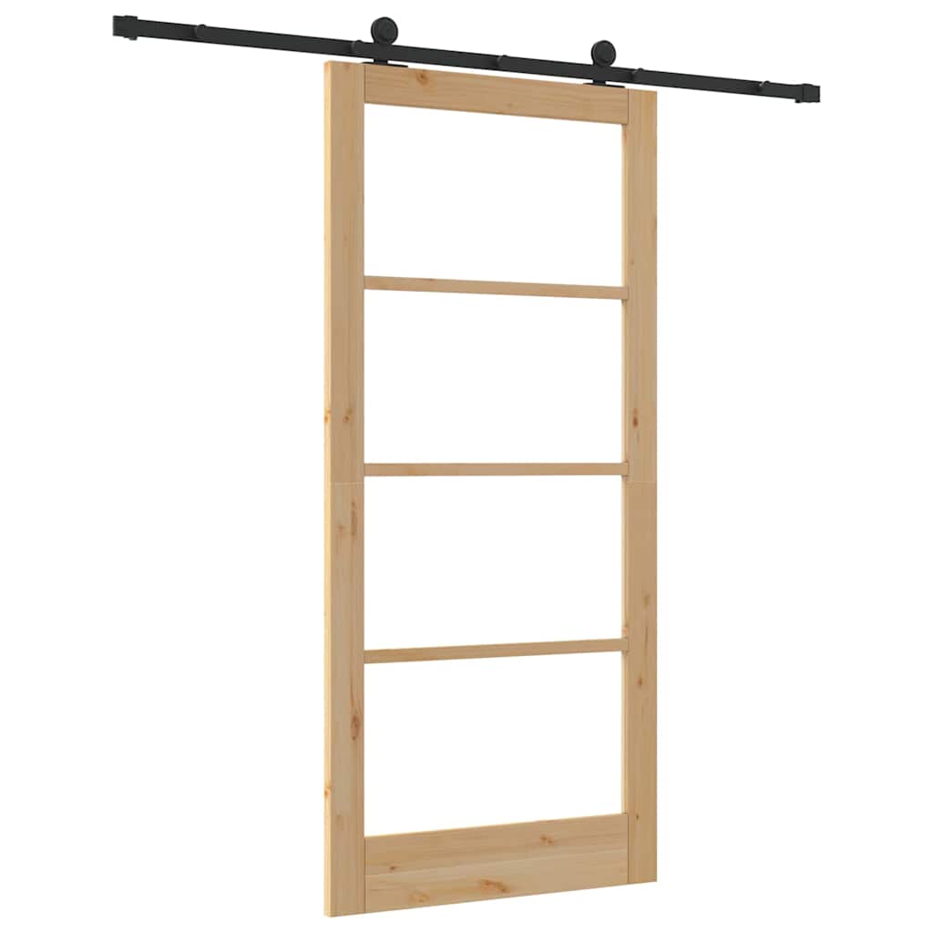 vidaXL Συρόμενη Πόρτα ORKDAL 93 x 202 cm Μασίφ ξύλο πεύκου και γυαλί