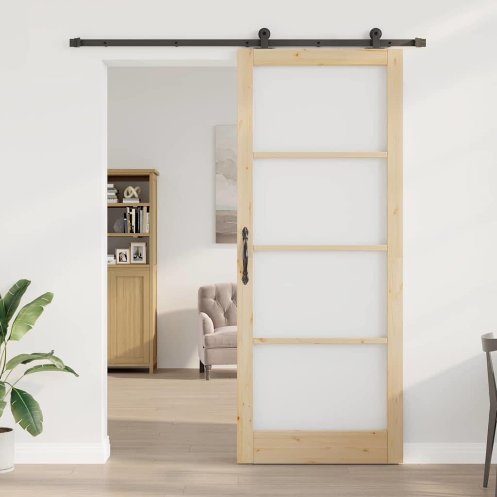 vidaXL Συρόμενη Πόρτα ORKDAL 93 x 232 εκ. Μασίφ ξύλο πεύκου και γυαλί