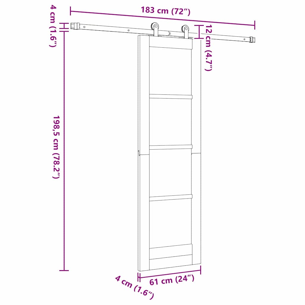 vidaXL Συρόμενη Πόρτα ORKDAL 61 x 198,5 εκ. Λευκό