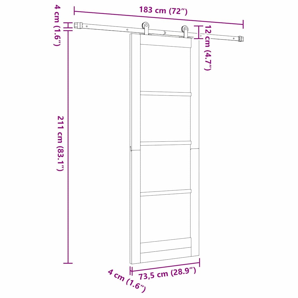 vidaXL Συρόμενη Πόρτα με Σετ Υλικών 'ORKDAL' Μασίφ Ξύλο & Γυαλί