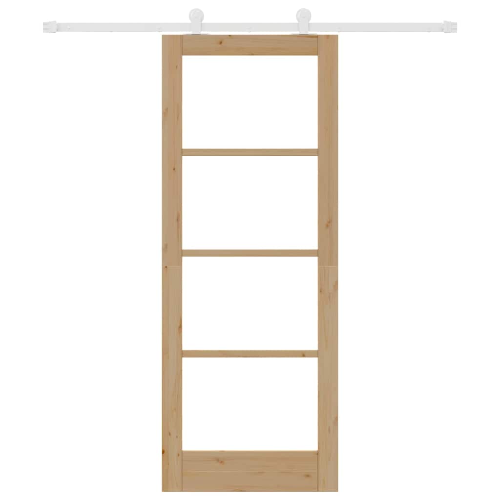 vidaXL Συρόμενη Πόρτα με Σετ Εξαρτημάτων 'ORKDAL' Μασίφ Ξύλο & Γυαλί