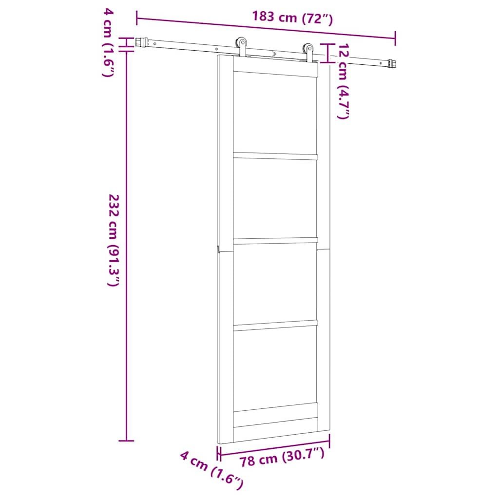 vidaXL Συρόμενη Πόρτα ORKDAL Καφέ 78 x 232 cm Ξύλο και μέταλλο