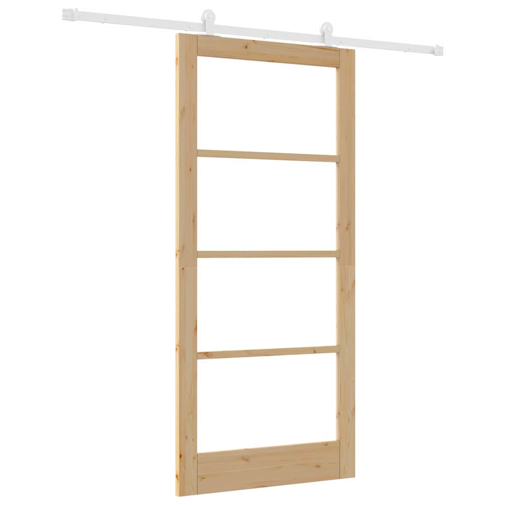 vidaXL Συρόμενη Πόρτα ORKDAL 93 x 202 cm Μασίφ ξύλο πεύκου και γυαλί