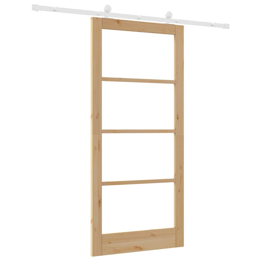vidaXL Συρόμενη Πόρτα ORKDAL 93 x 202 cm Μασίφ ξύλο πεύκου και γυαλί