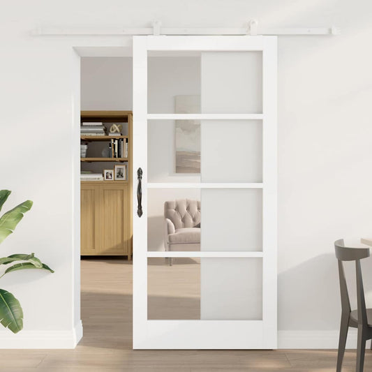 vidaXL Συρόμενη Πόρτα ORKDAL 93 x 202 cm Μασίφ ξύλο πεύκου και γυαλί