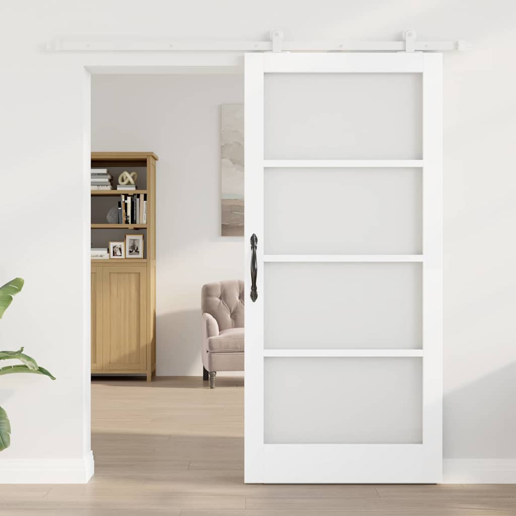 vidaXL Συρόμενη Πόρτα ORKDAL 93 x 202 cm Μασίφ ξύλο πεύκου και γυαλί