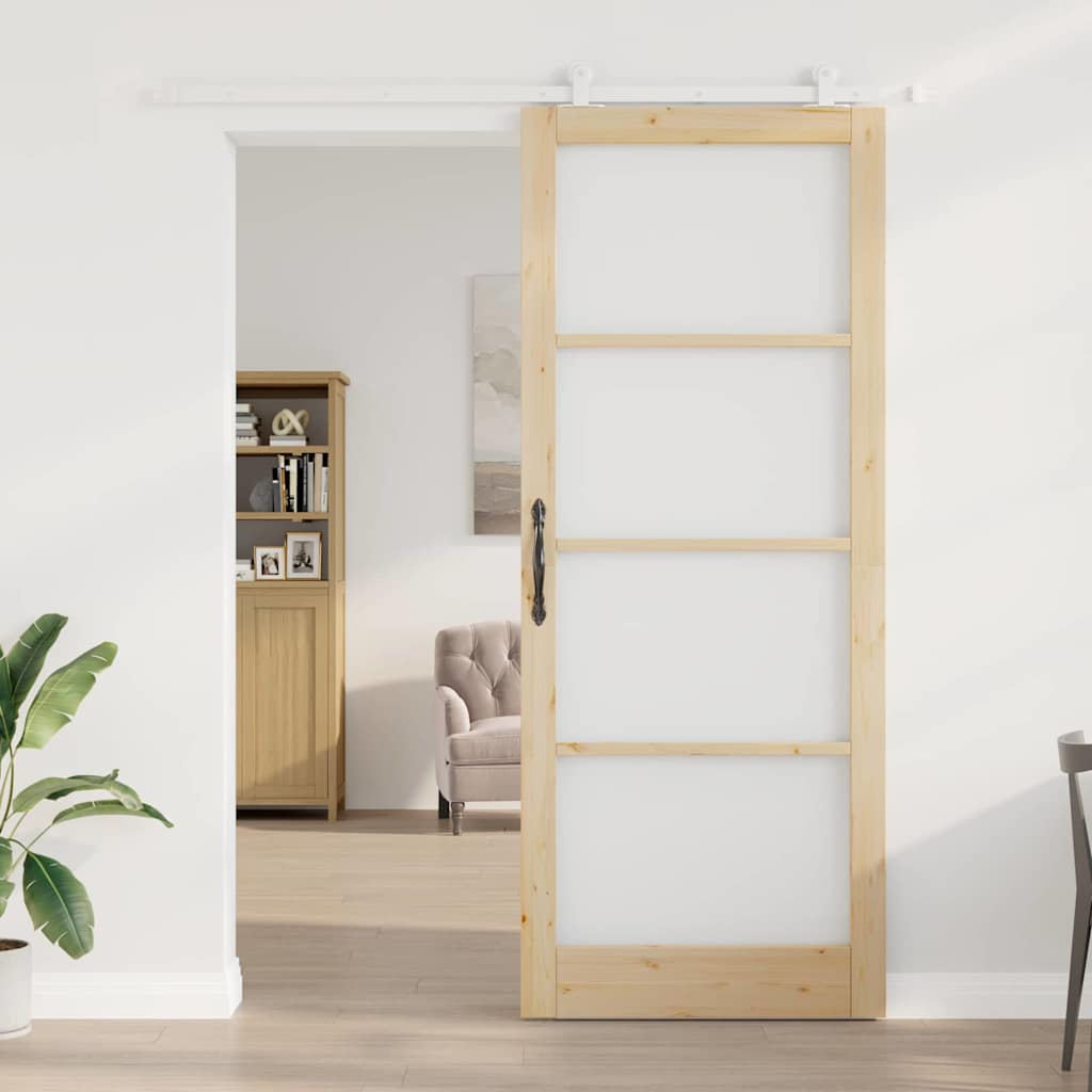 vidaXL Συρόμενη Πόρτα ORKDAL 93 x 232 εκ. Μασίφ ξύλο πεύκου και γυαλί