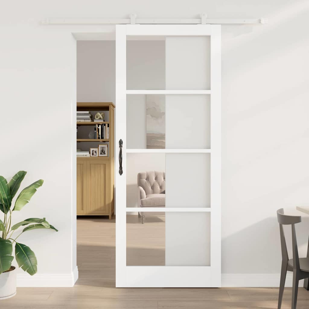 vidaXL Συρόμενη Πόρτα ORKDAL 93 x 232 εκ. Μασίφ ξύλο πεύκου και γυαλί
