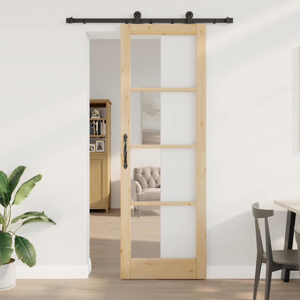 vidaXL Συρόμενη Πόρτα ORKDAL Καφέ 78 x 232 cm Ξύλο και μέταλλο