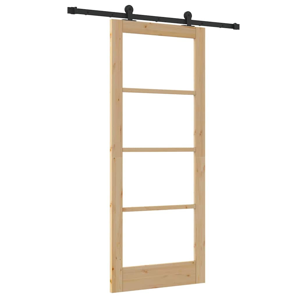 vidaXL Συρόμενη Πόρτα ORKDAL Καφέ 83 x 202 εκ. Ξύλο και μέταλλο